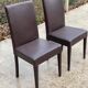 2 Italian Vega chairs in brown leather with high back
