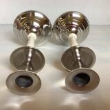 Pair of silver metal candlesticks