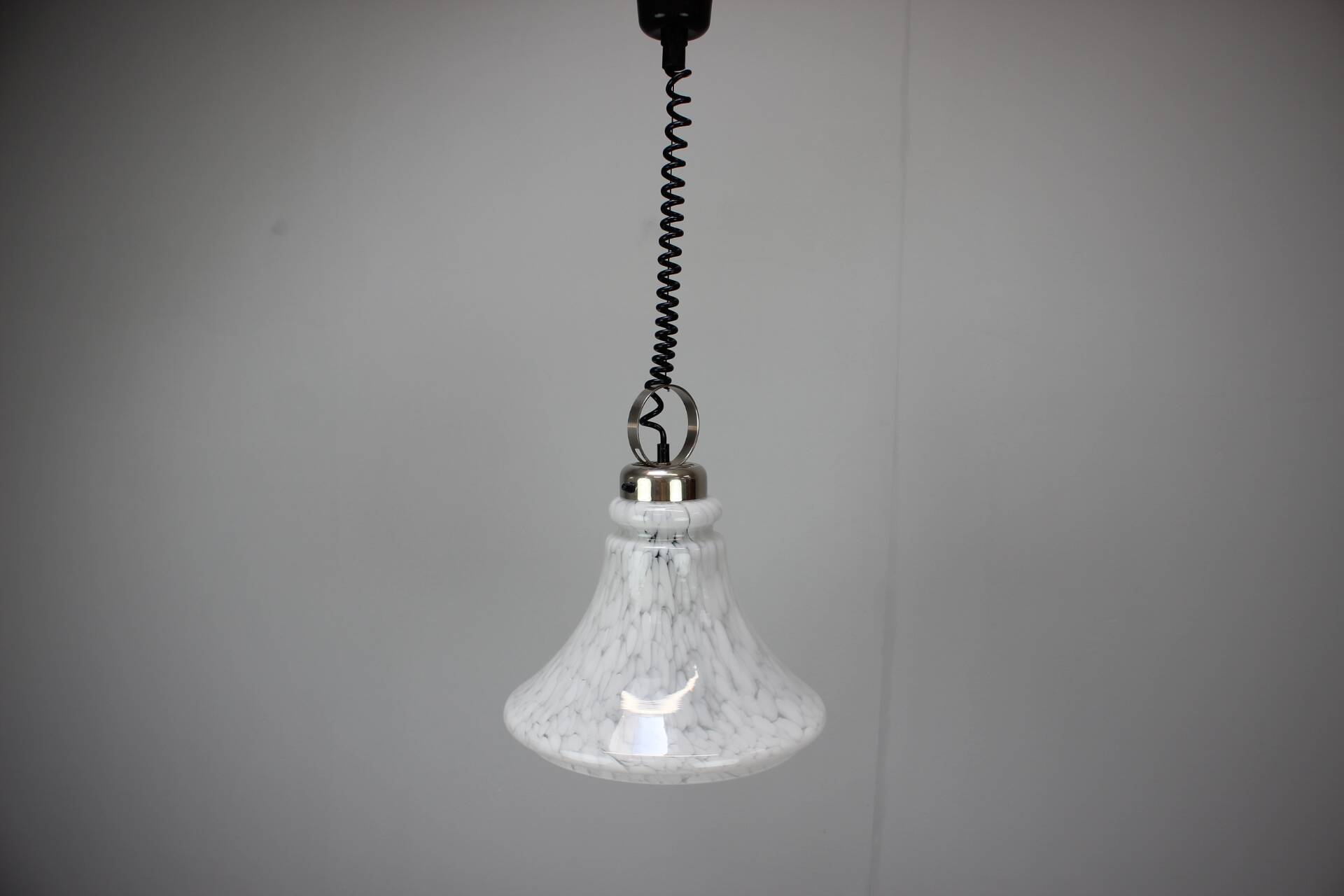1970s Czechoslovak Mid-Century Glass Pendant Lamp with Marbled Shade