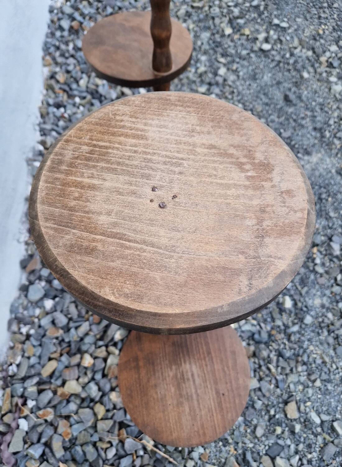 Pair of vintage turned wooden stools