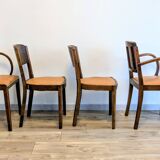 Pair of bridge armchairs and matching chairs – Art Deco style 1950