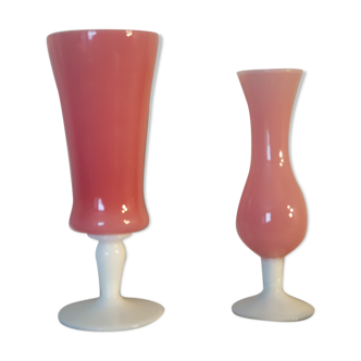 lot of 2 vase, soliflore opaline