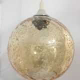 Vintage globe pendant in amber bubble glass