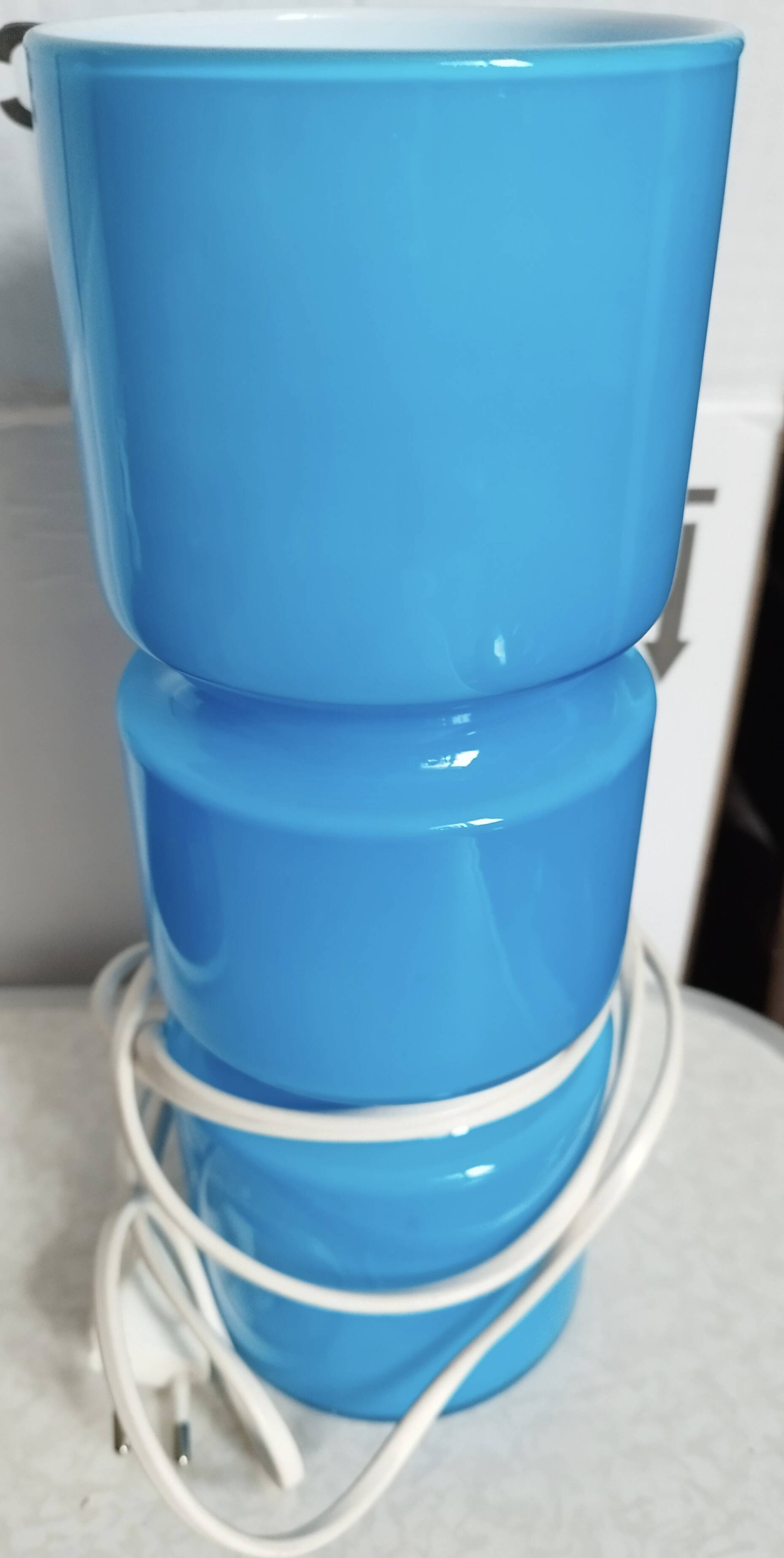 Vintage blue glass table lamp from the 90s, Habitat model.
