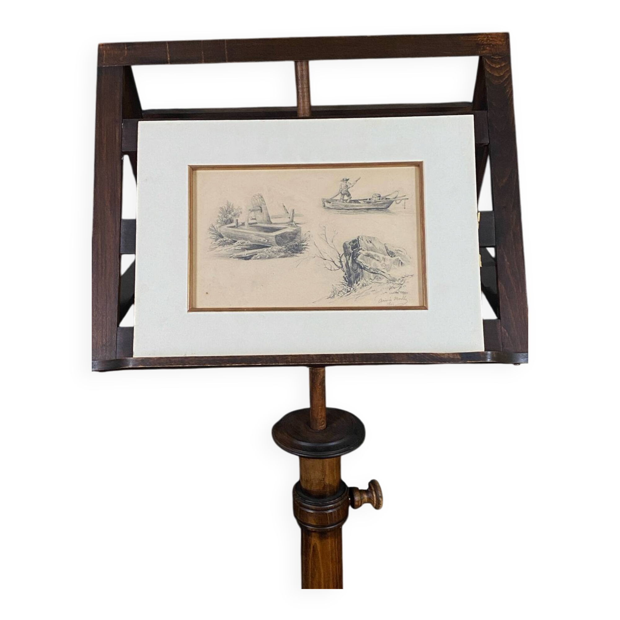 Dessin d’étude original à la mine de plomb signé daté 1844