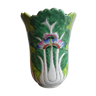 Vase ancien d'Asie en céramique fond vert et blanc à décor de papillons