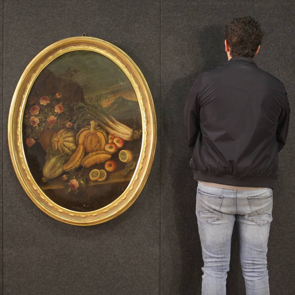 18th century oval painting still life