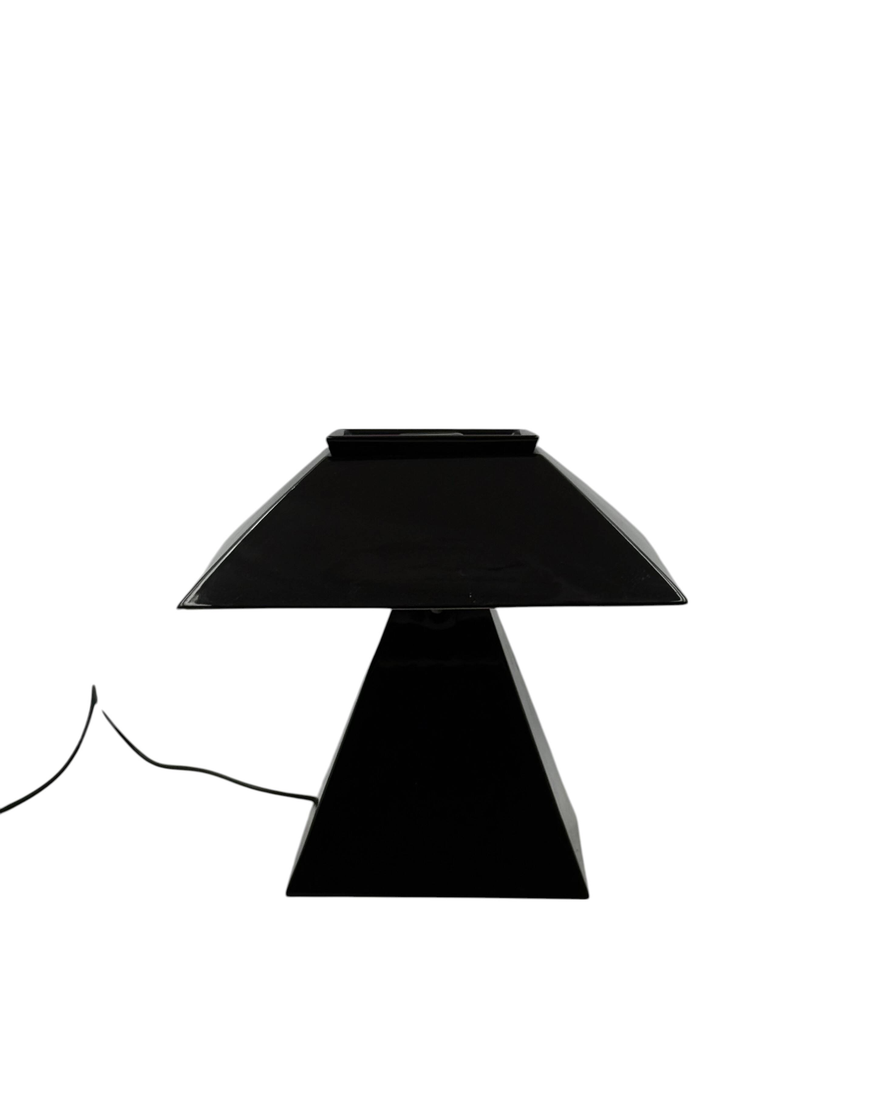 Space age black ceramic table lamp, Italy 1970s