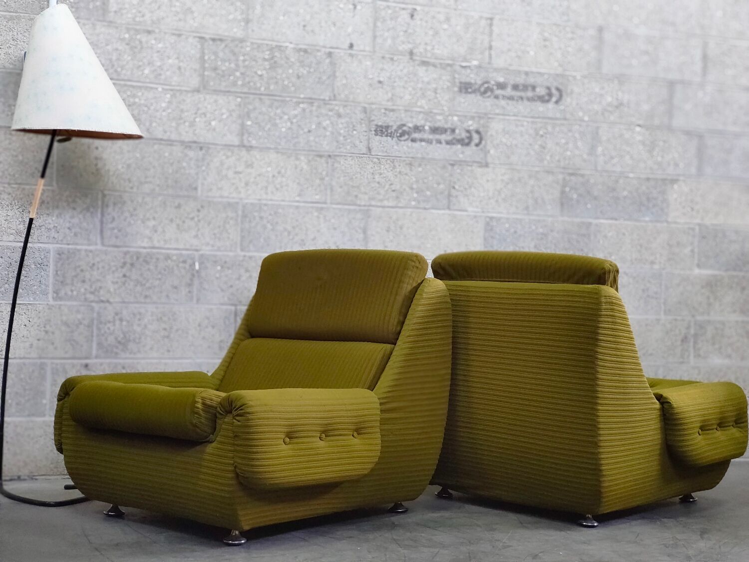 Complete living room Space Age Atlantis olive green 1970