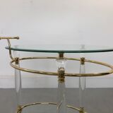 Italian Brass & Glass Bar Serving Cart Trolley, 1970s
