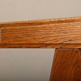 Dutch Art Deco Amsterdam School Armchairs in solid Oak and striped fabric