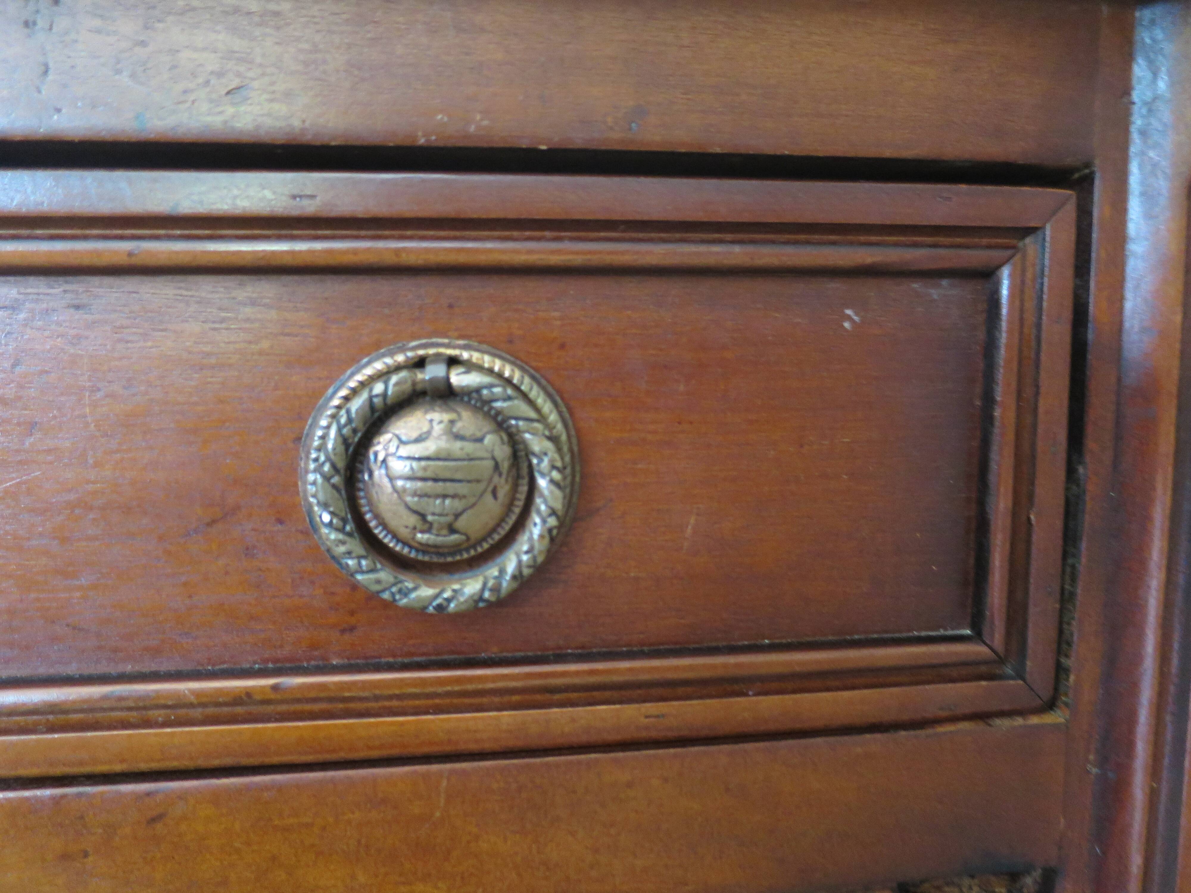 Louis XVI-style sideboard - 1 drawer - fluted legs - mahogany - solid wood