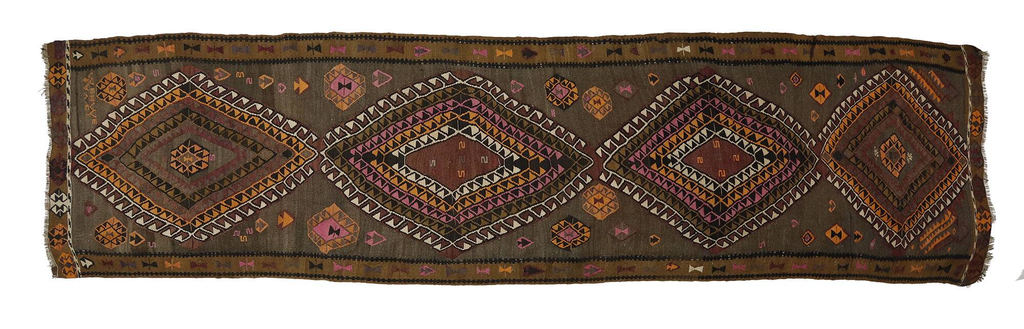 Anatolian handmade kilim rug 435 cm x 115 cm