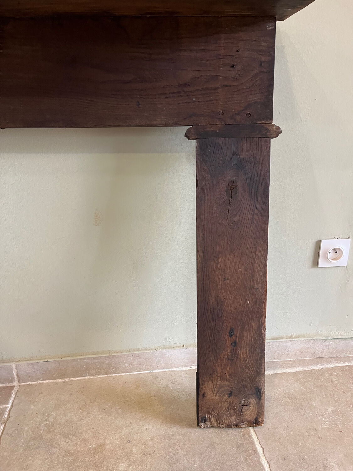 Antique wooden fireplace mantel