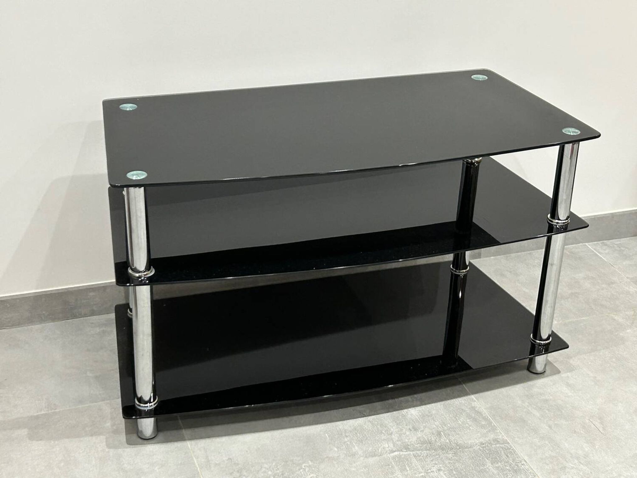 Modern chest of drawers with stainless steel and smoked glass