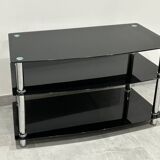 Modern chest of drawers with stainless steel and smoked glass