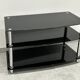 Commode moderne étagère inox et verre fumé