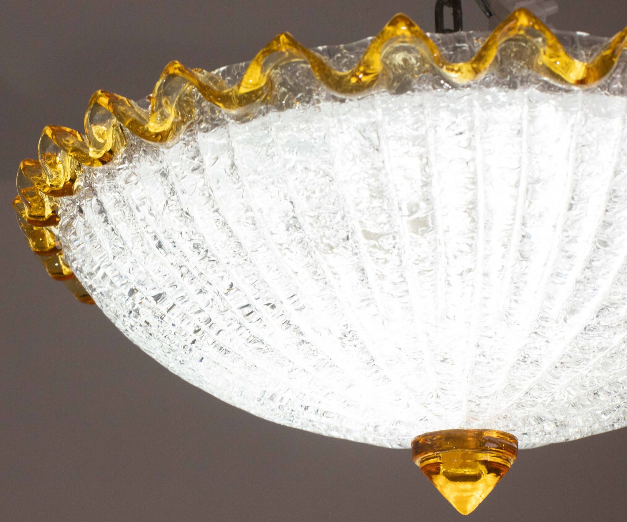 Set of 2 Italian Yellow Large Size Murano Glass Ceiling Fixture, Murano, 19