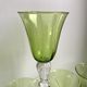 Set of 4 wine glass bubbled glass of Biot green 70s