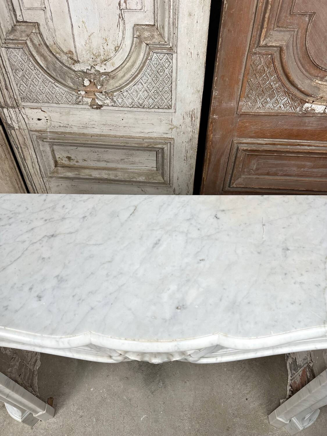 Louis XV style fireplace in white marble