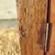 bureau enfant, ado, bois massif et cuir rouge