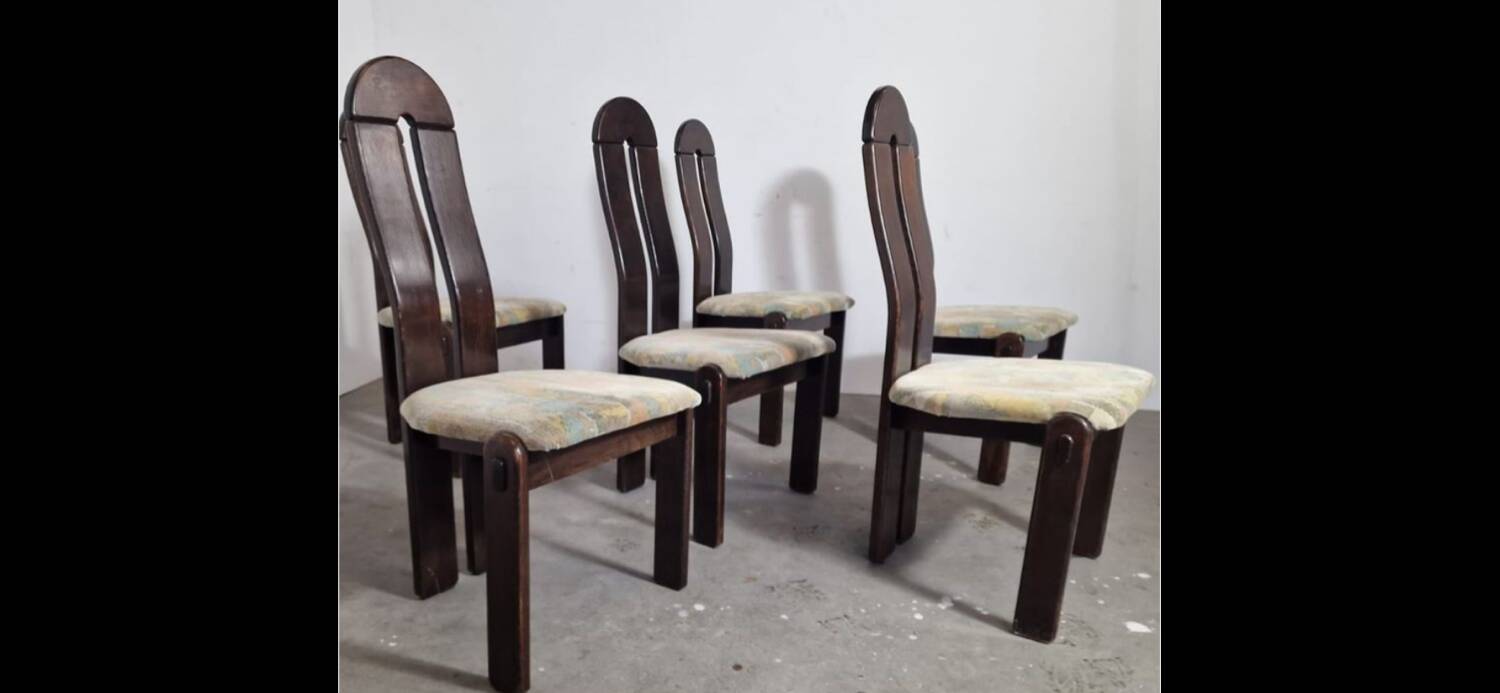 Brutalist Post Modern Dutch Organic Curvy Dining Chairs, 1980s, Set of 6