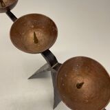 44cm Modernist Auböck Style Brutalist copper metal Candleholder, Austria 19