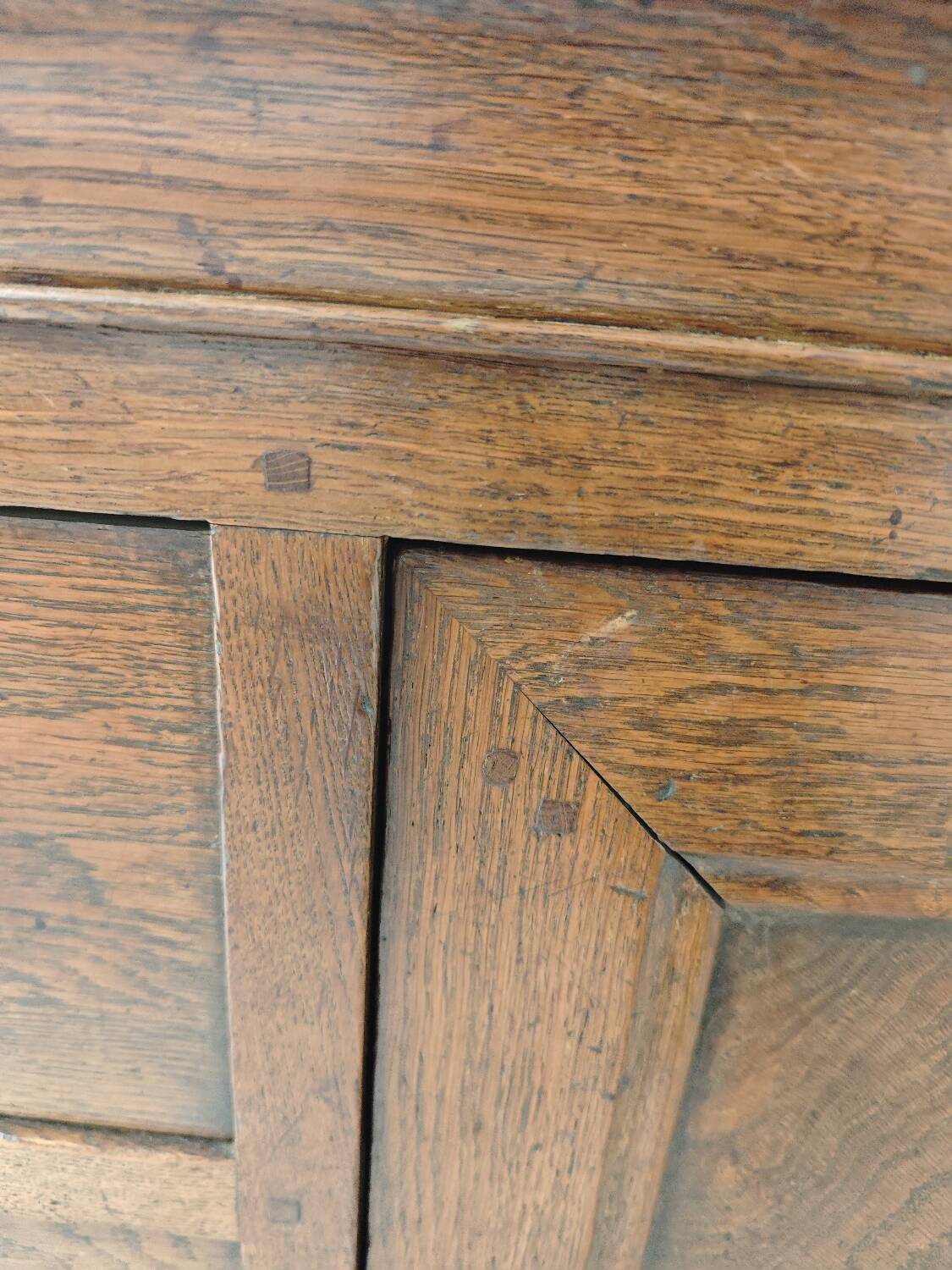 Antique solid wood workbench, dough cabinet from the 18th century.