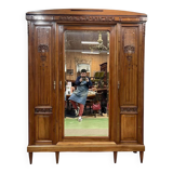 Art Deco period bedroom wardrobe with mirror in walnut and elm burl
