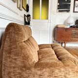 2-seater armchair in fawn velvet, Steiner edition 1970