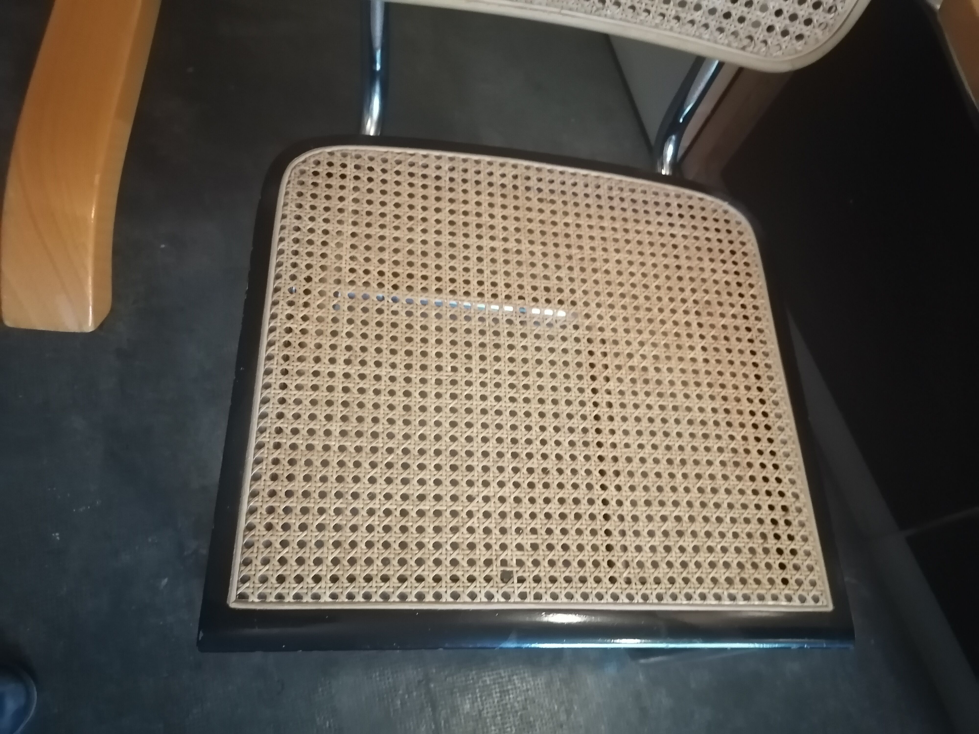 Breuer armchair with chrome tube frame and canework, 1980s Italy