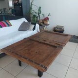 Table basse ancienne porte marocaine