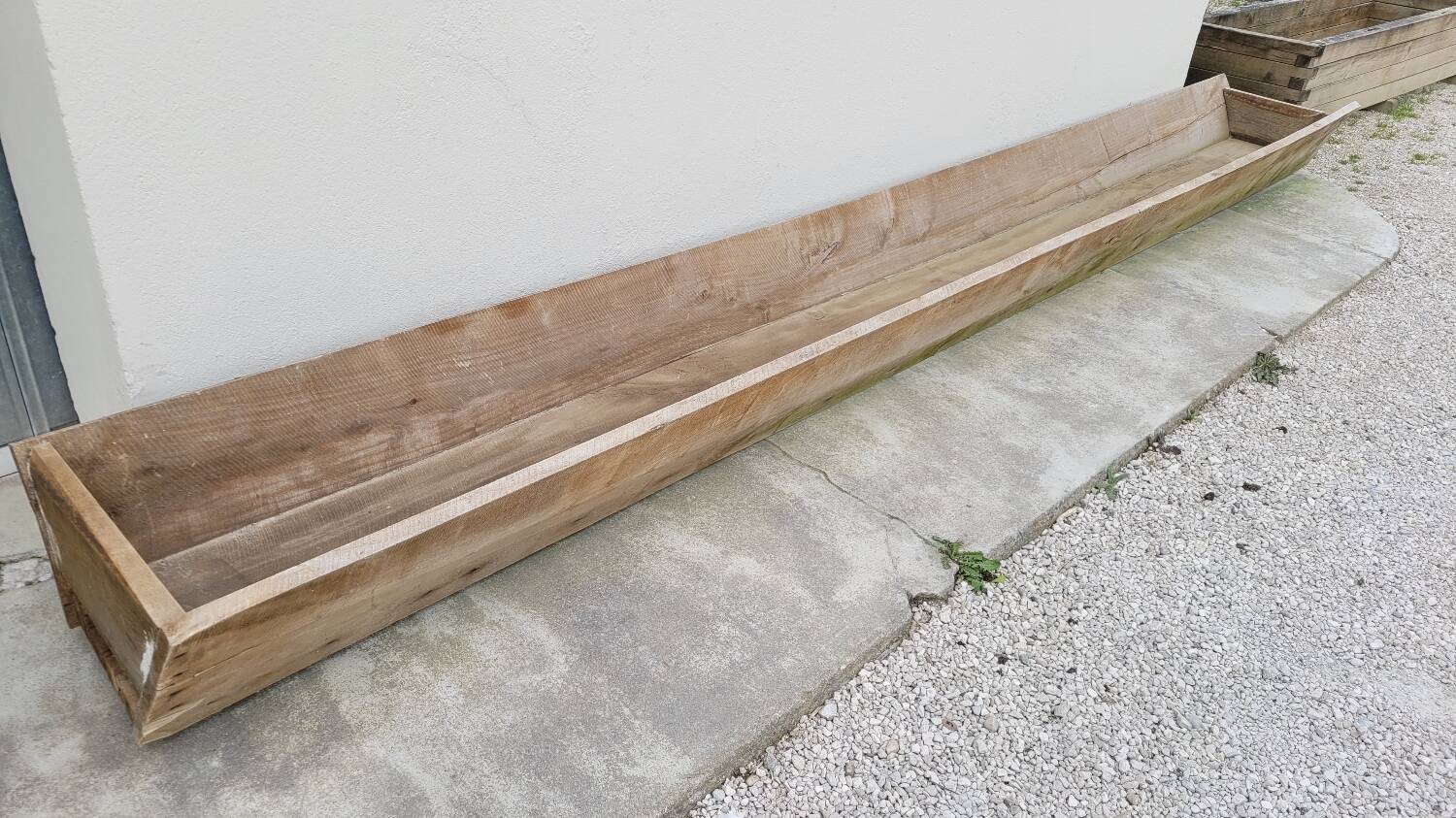 Old wooden trough Oak trough planter