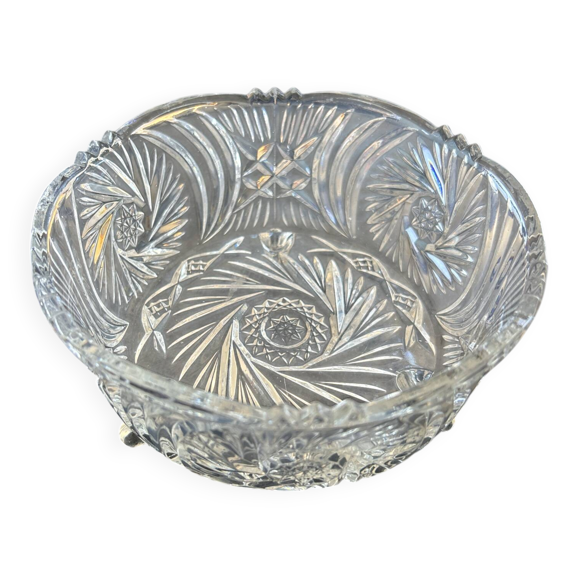 Cut glass compote on feet