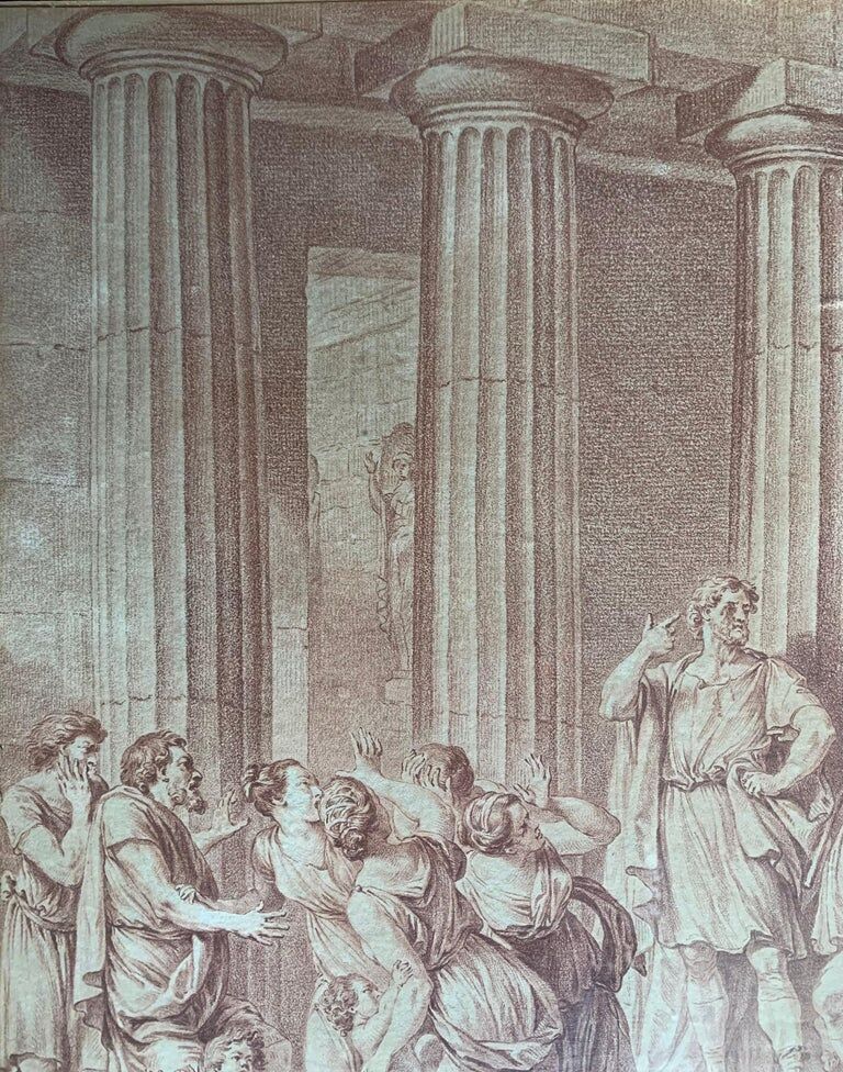 Charles Nicolas Cochin, Lycurgus wounded in a sedition, engraving, eighteenth century