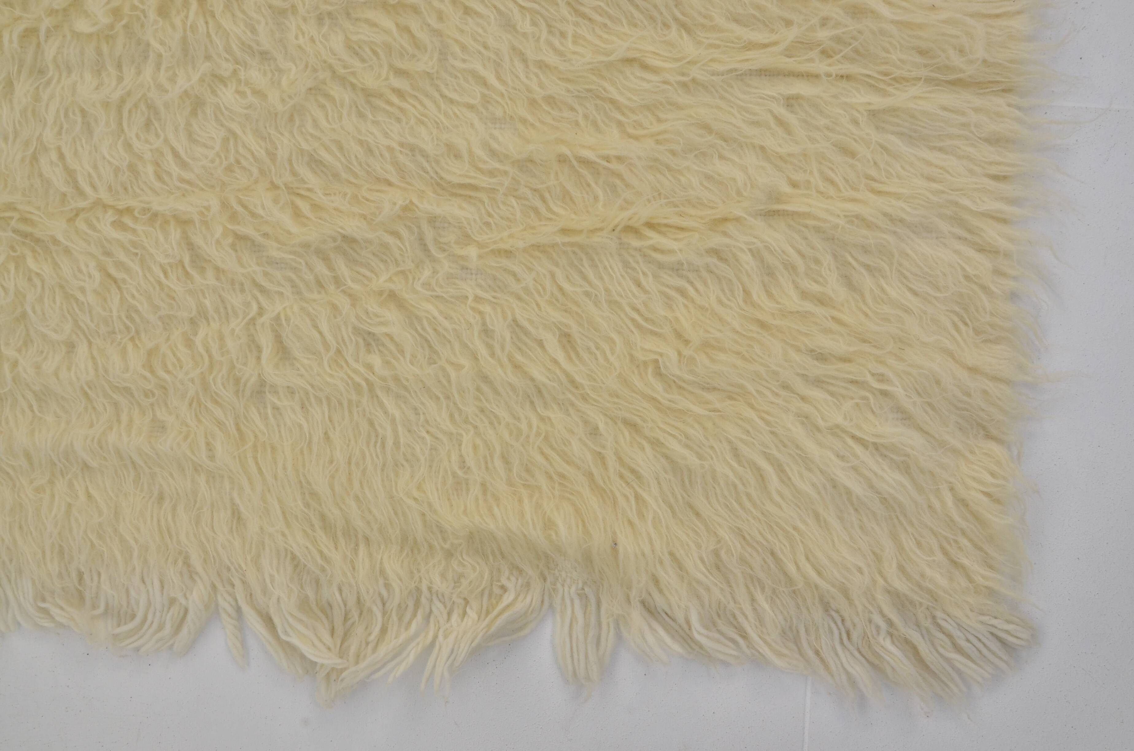 White Vintage Angora Wool Rug sku 1681
