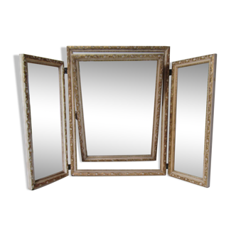 old mirror triptych framing white gold flatwood