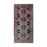 Tapis de coureur en laine orientale caucasienne fait à la main bleu tapis d’entrée traditionnel 140x300cm