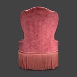 Pair of vintage pink velvet toad armchairs 1960