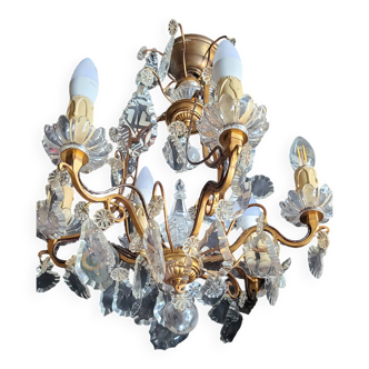 lustre cristal de roche 7 branches