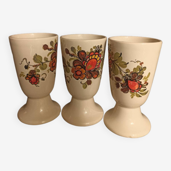 Trio de mazagrans motif floral