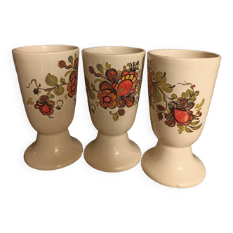Trio de mazagrans motif floral