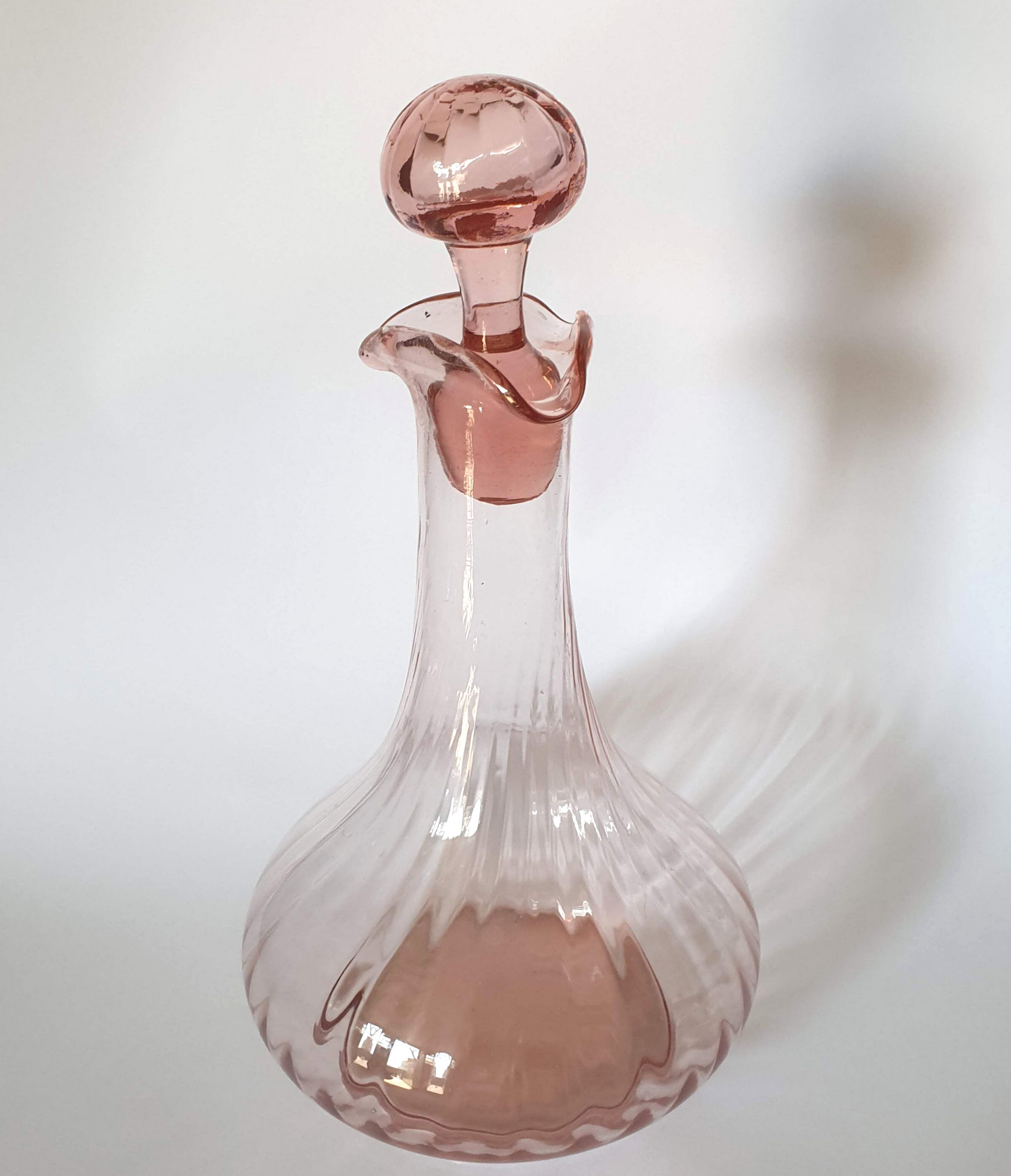 Pink glass decanter