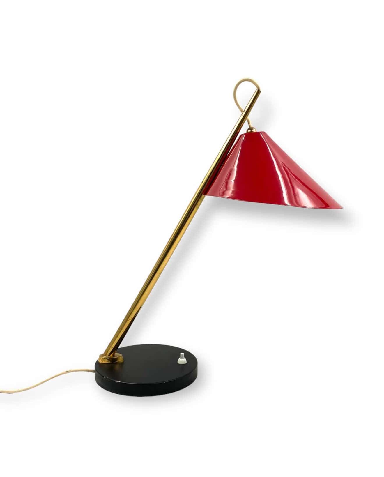 Mid-century red table lamp, Lumen Italy 1960s