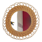 Braided wicker mirror