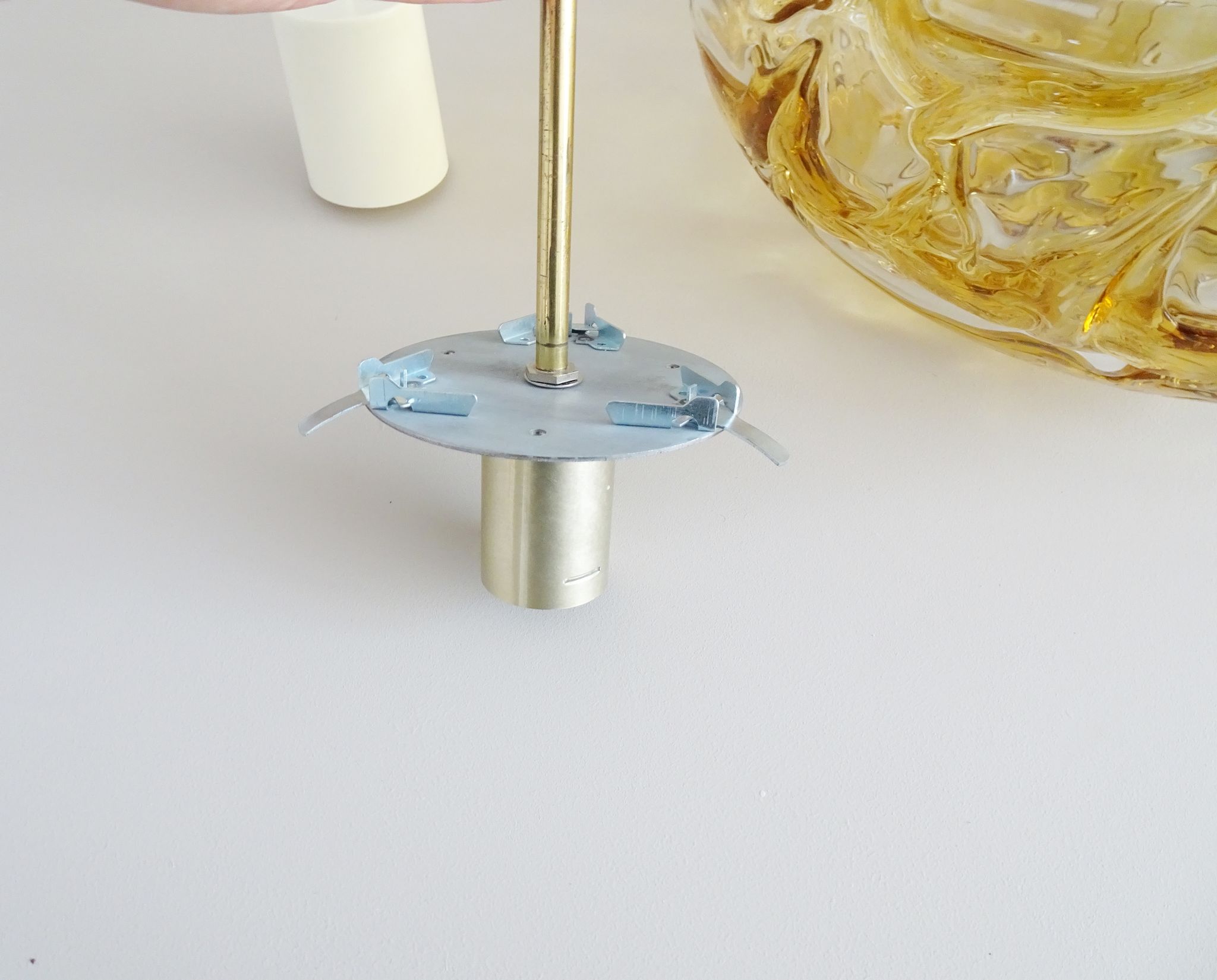 Murano glass pendant lamp by Doria Leuchten, oval amber glass pendant lamp