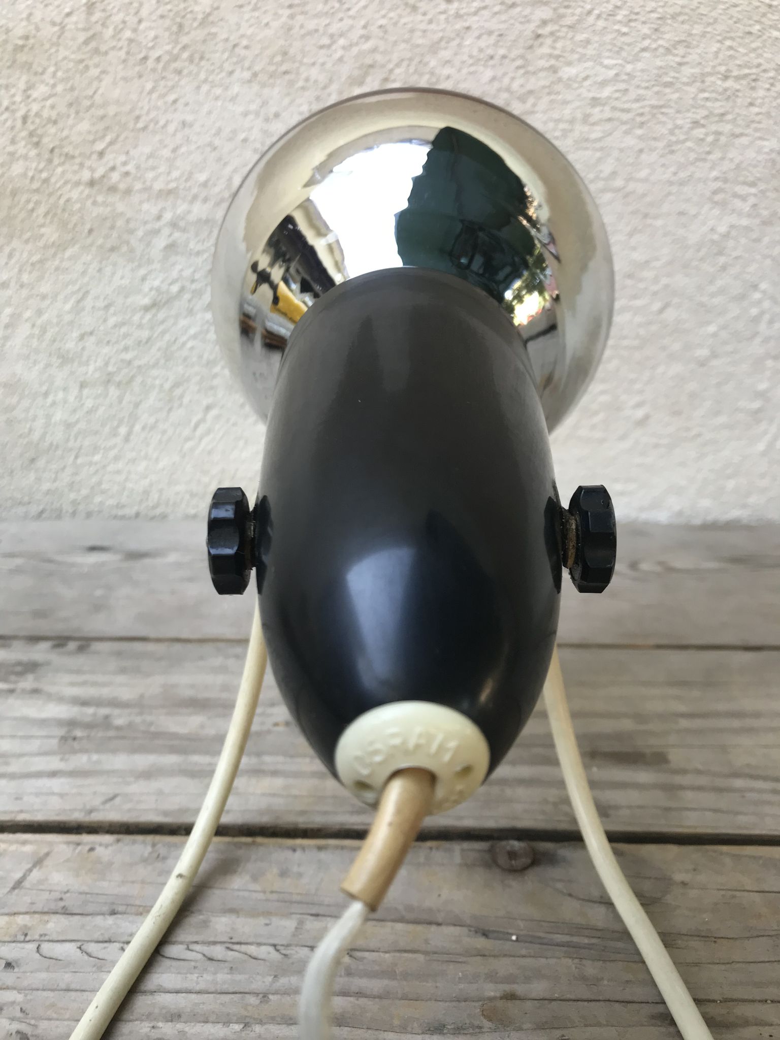 Lamp OSRAM old, black + white wire Support + bulb red 70s Vintage