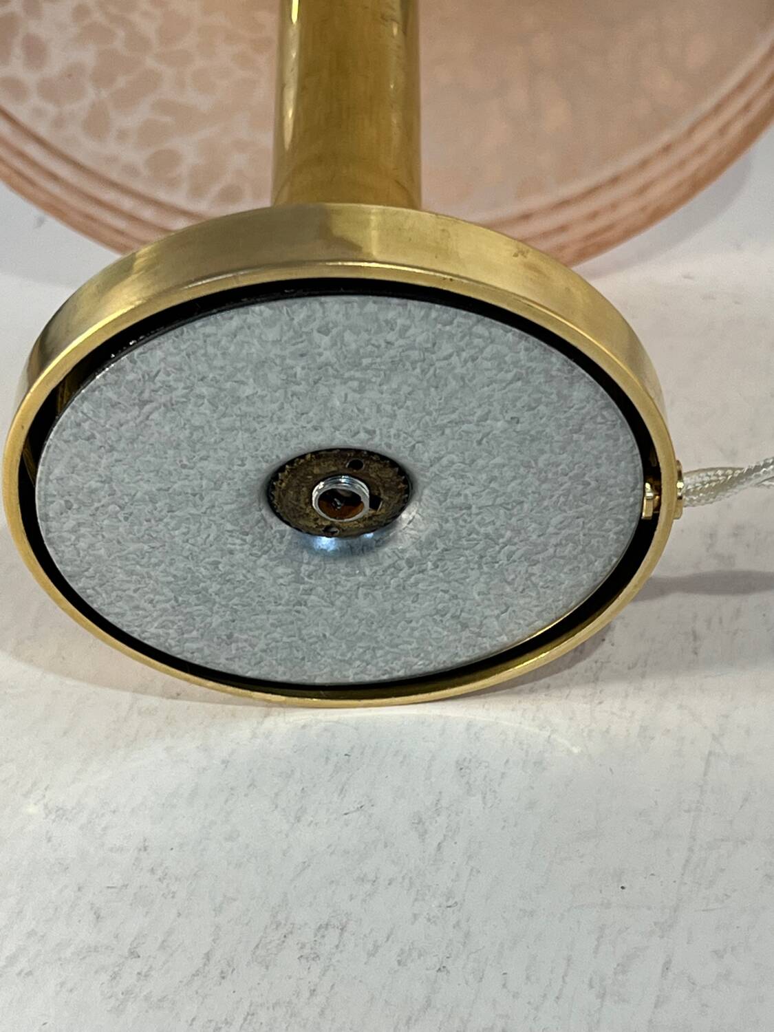 Pair of mushroom bedside lamps, pink Clichy glass.