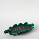 Large earthenware catchall, "Leaf" model, green, design, 1970.