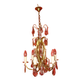 Six-armed crystal cage light fixture from the early 20th century